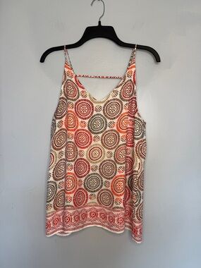 Loft Spaghetti Strap Polyester Tank with Medallion Print Size Medium